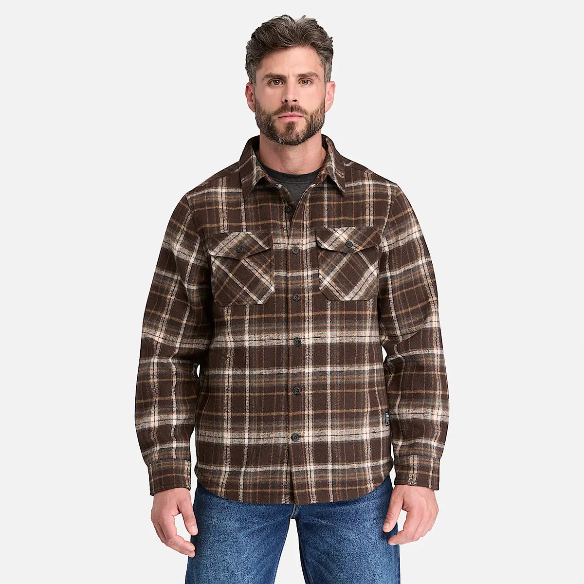 Men's Fleece-Bonded Flannel Overshirt