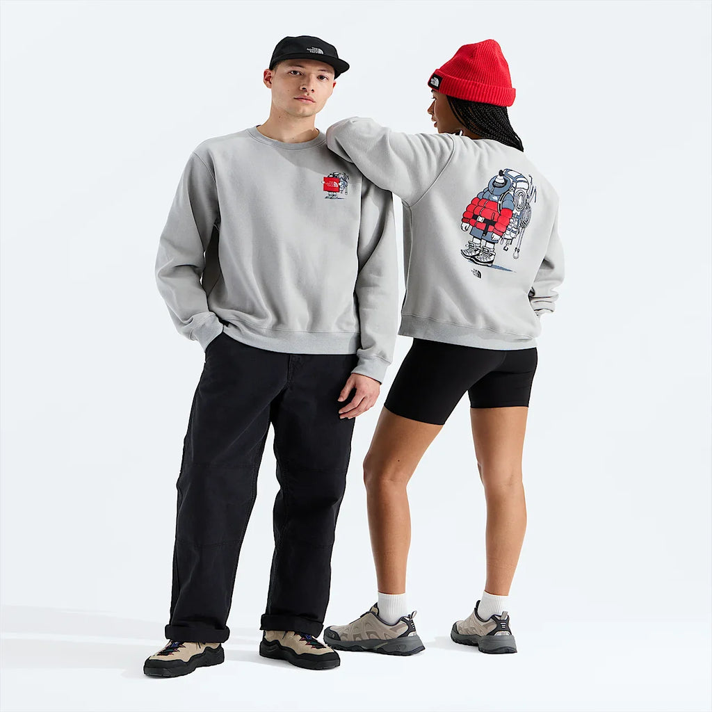 Unisex Relaxed Graphic Crew Sweatshirt - Stone