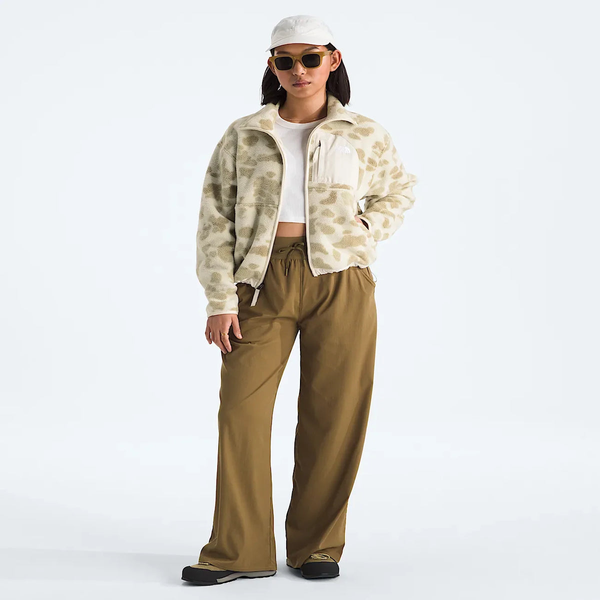 Women's Printed Full-Zip Fleece Jacket - Khaki