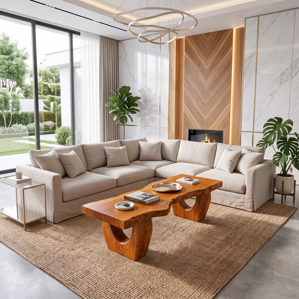 Modern Coffee Table With Open Hollow Legs And Clean Profile For Lounge