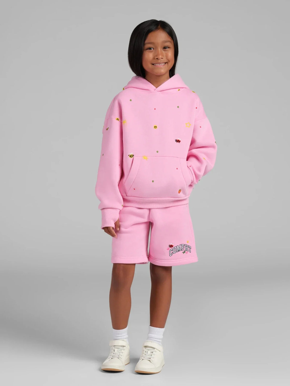 Kids Embroidered Hoodie - Peony