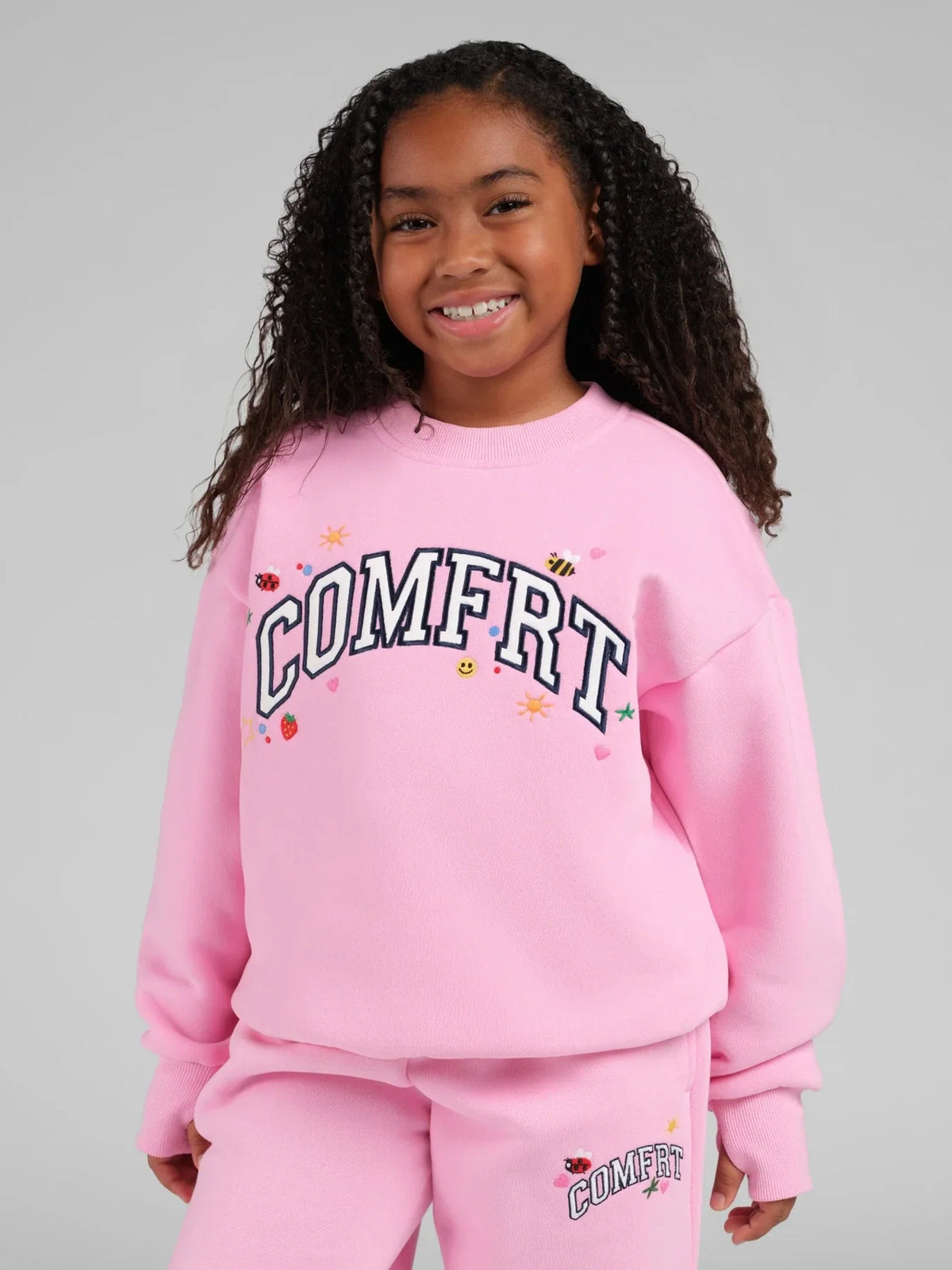 Kids Appliqué Crewneck Sweatshirt - Peony