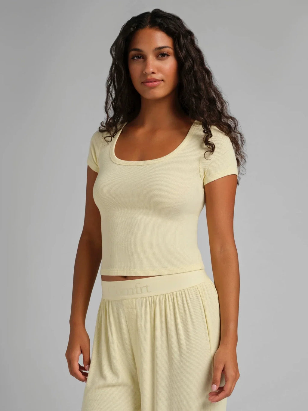 Ribbed Fitted T-Shirt - Buttercream