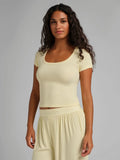 Ribbed Fitted T-Shirt - Buttercream