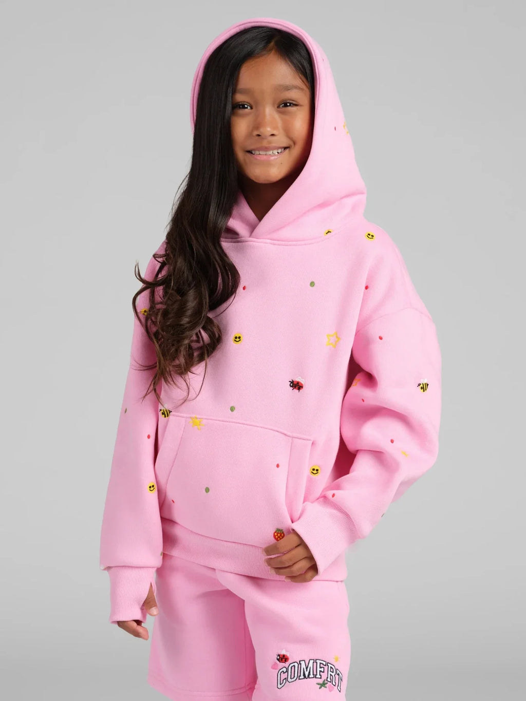 Kids Embroidered Hoodie - Peony