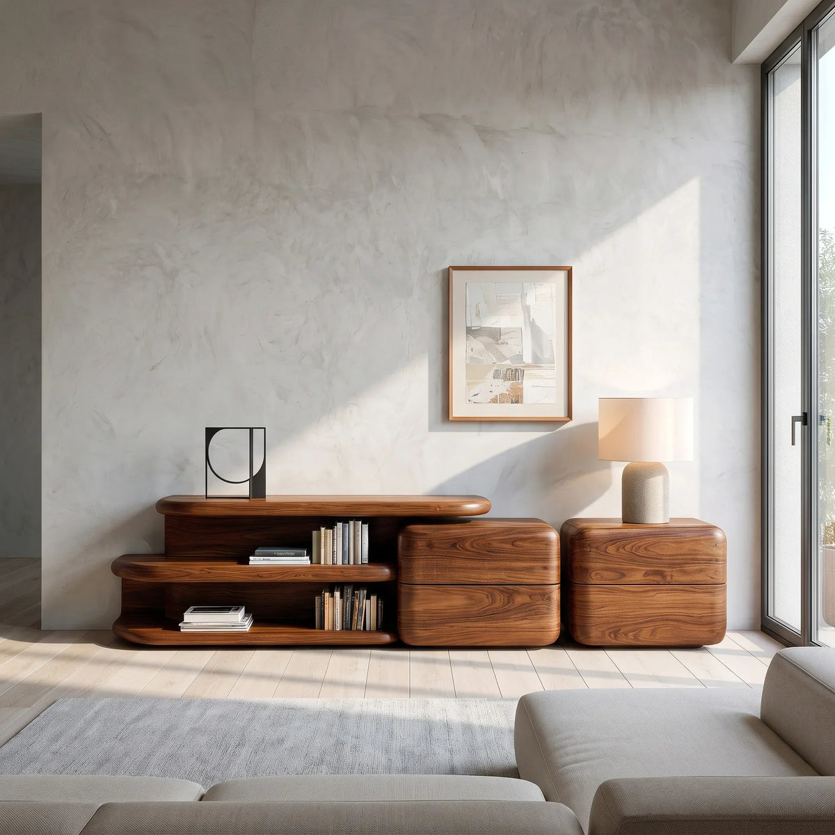 Modern Curved Storage Sideboard For Dining Room