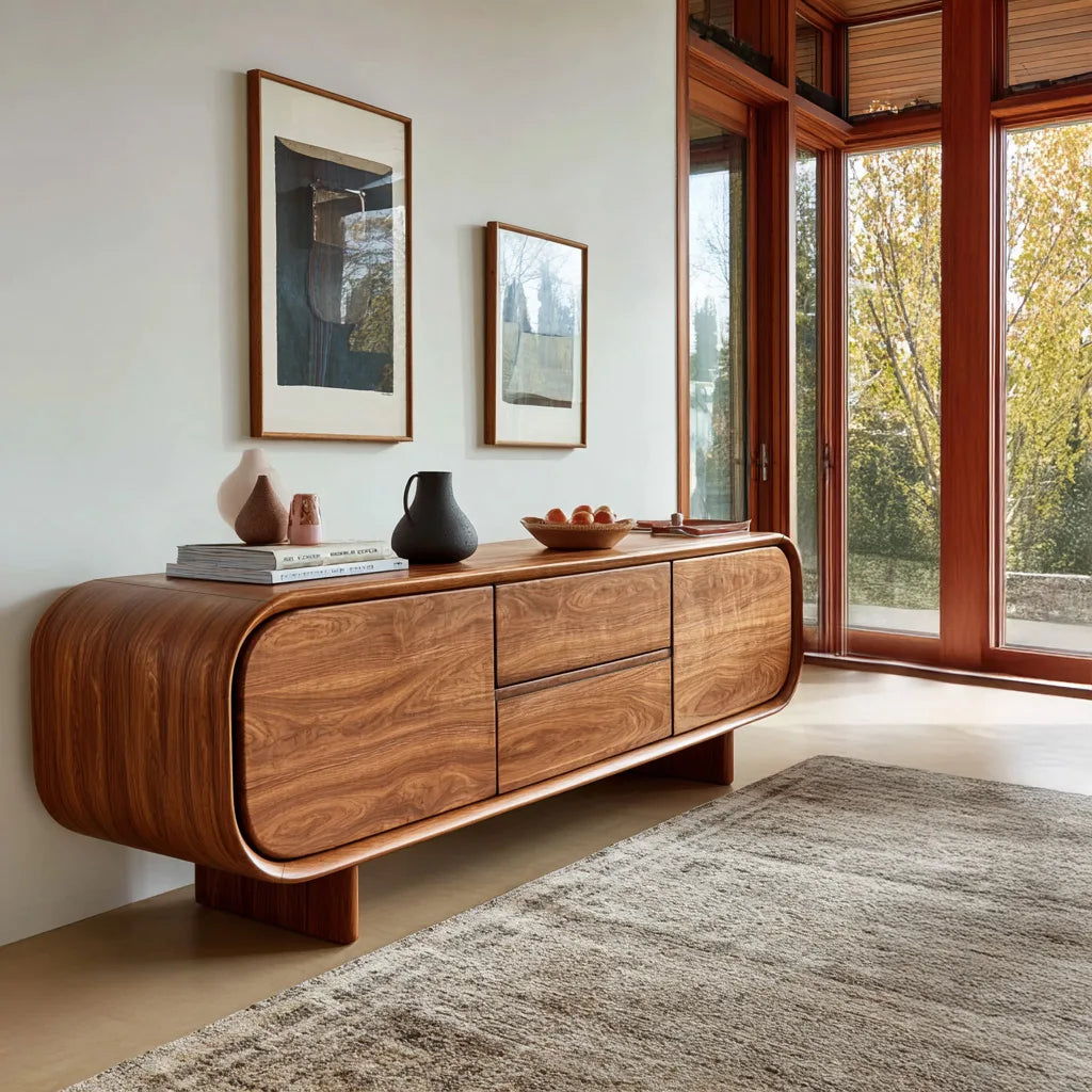 Modern Curved Storage Sideboard For Family Room