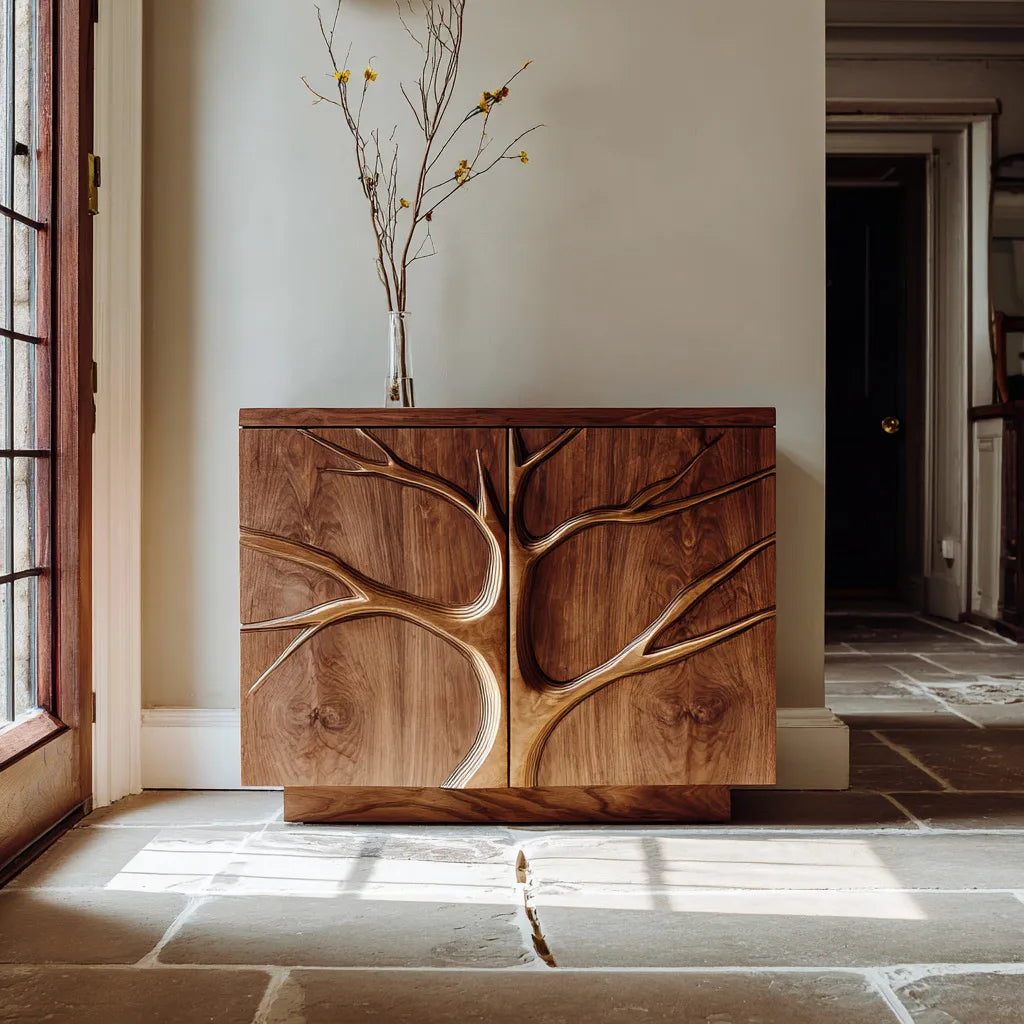 Contemporary Tree Relief Cabinet For Entryway