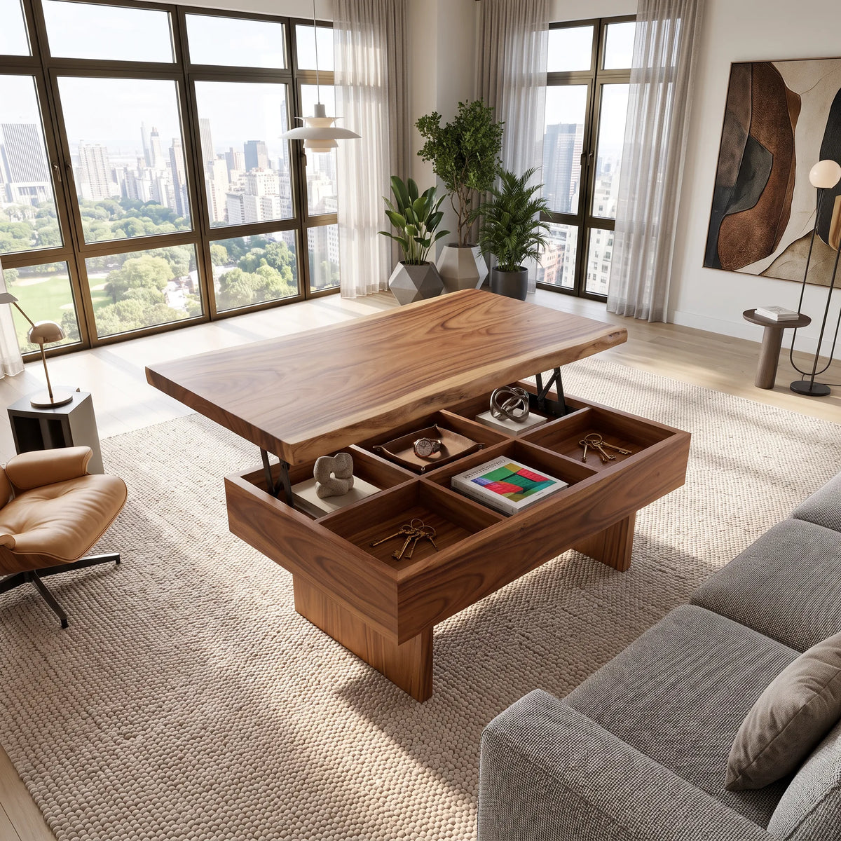 Contemporary Storage Lift Top Coffee Table City Apartment