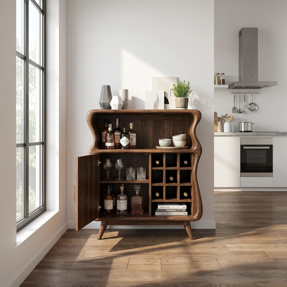 Mid Century Bar Cabinet With Storage Modern Kitchen