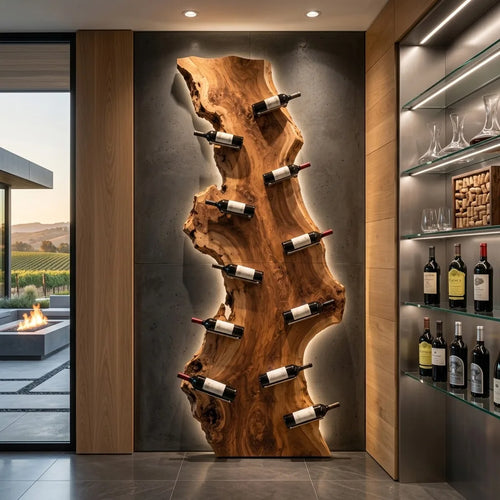 Contemporary Live Edge Wine Rack For Wine Cellar