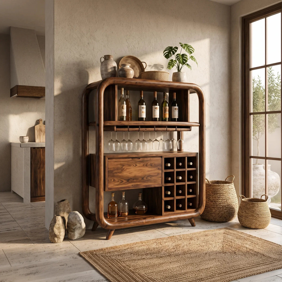 Organic Modern Wine Storage Cabinet Dining Room