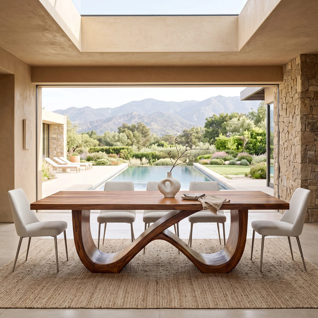 Luxury Wooden Dining Table Infinity Base For Dining Room