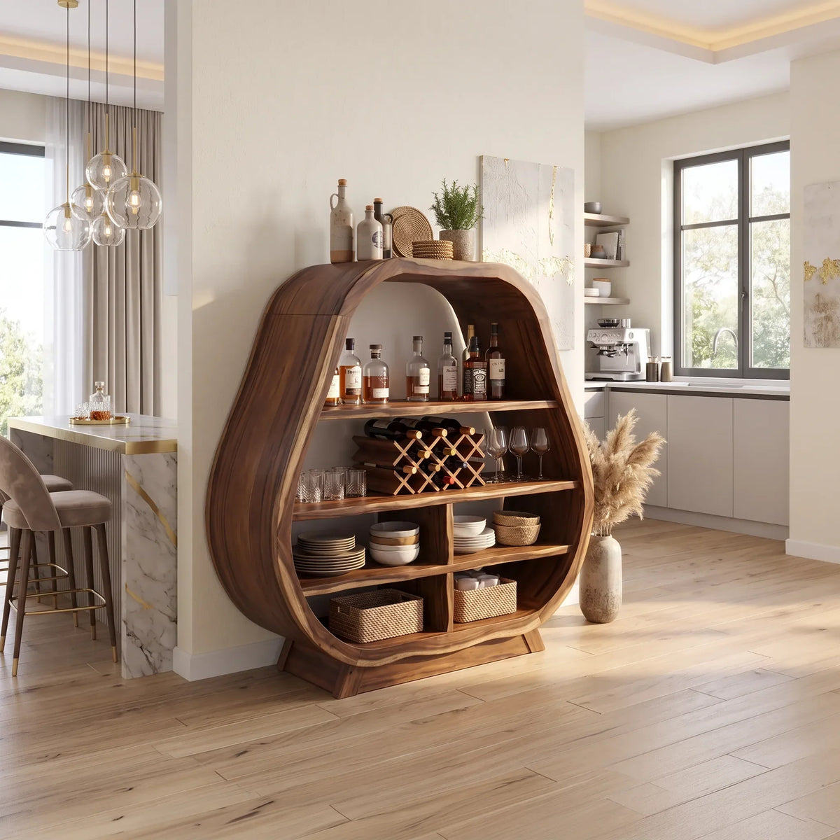 Handcrafted Wine Bar Cabinet Dining Room