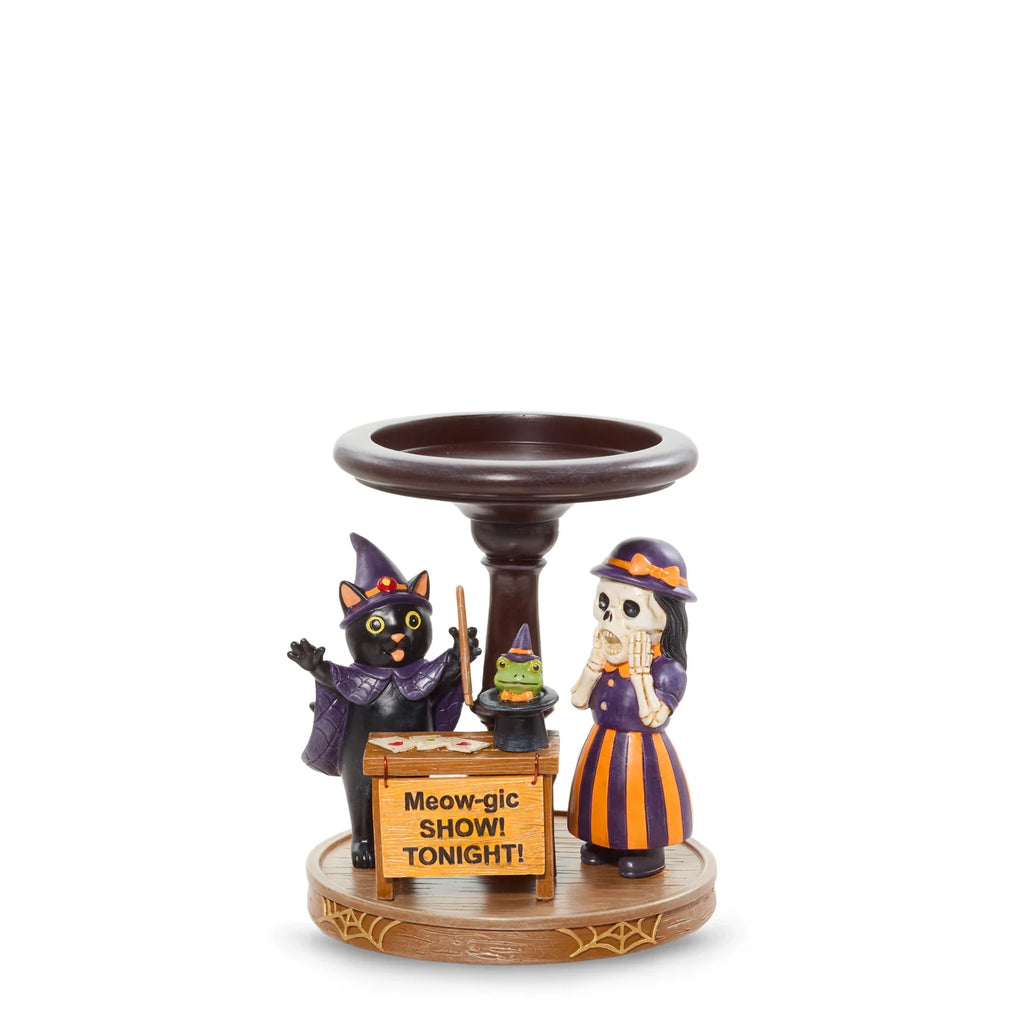 Halloween Cat Show Jar Candle Pedestal