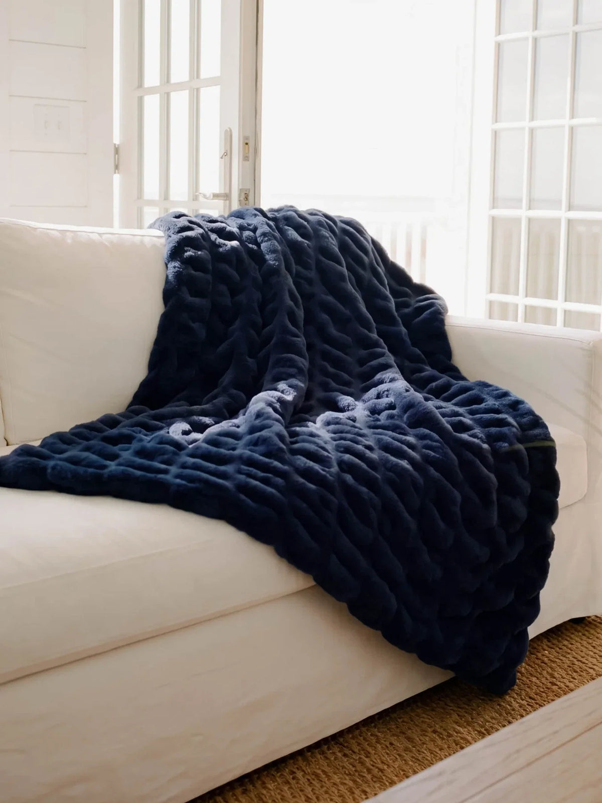 Oversized Plush Blanket - Navy