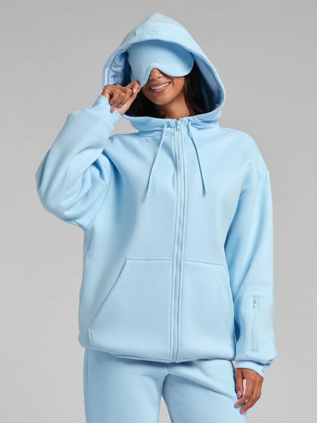 Full-Zip Travel Hoodie - Baby Blue