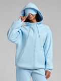 Full-Zip Travel Hoodie - Baby Blue