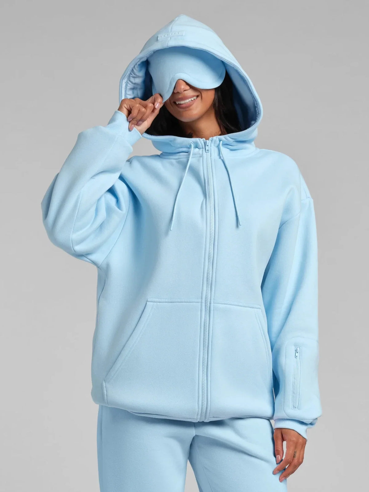 Full-Zip Travel Hoodie - Baby Blue