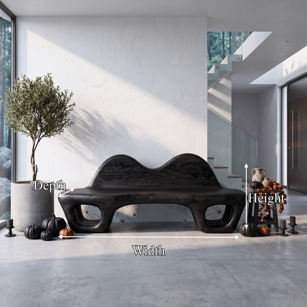 Gothic Halloween Accent Bench With Dramatic Rounded Silhouette For Hallway