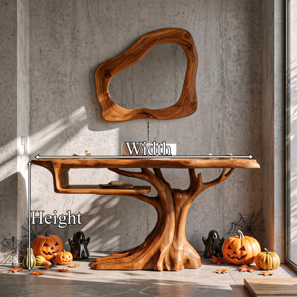 Natural Halloween Freestanding Bathroom Vanity With Bottom Storage For Bathroom