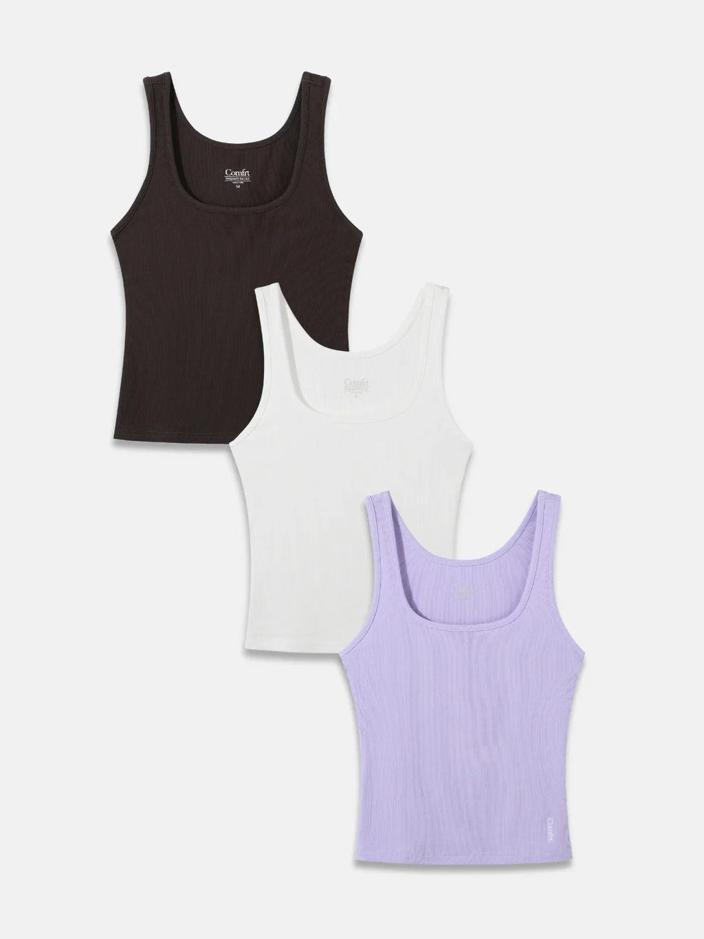 Ribbed Waist-Length Tank 3-Pack