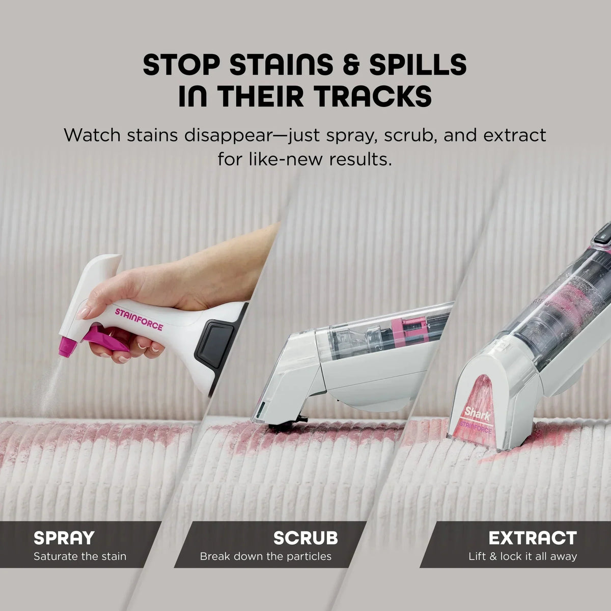 Shark Cordless Portable Spot, Stain, And Odor Remover System With Storage Caddy And Full-Size Cleaning Solution, White - HX100