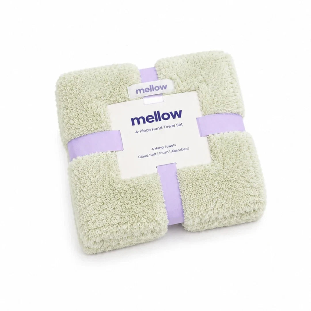 Plush Hand Towels, 4-Pack - Sage Green