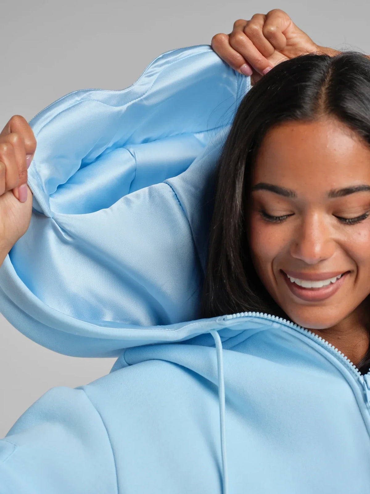 Full-Zip Travel Hoodie - Baby Blue