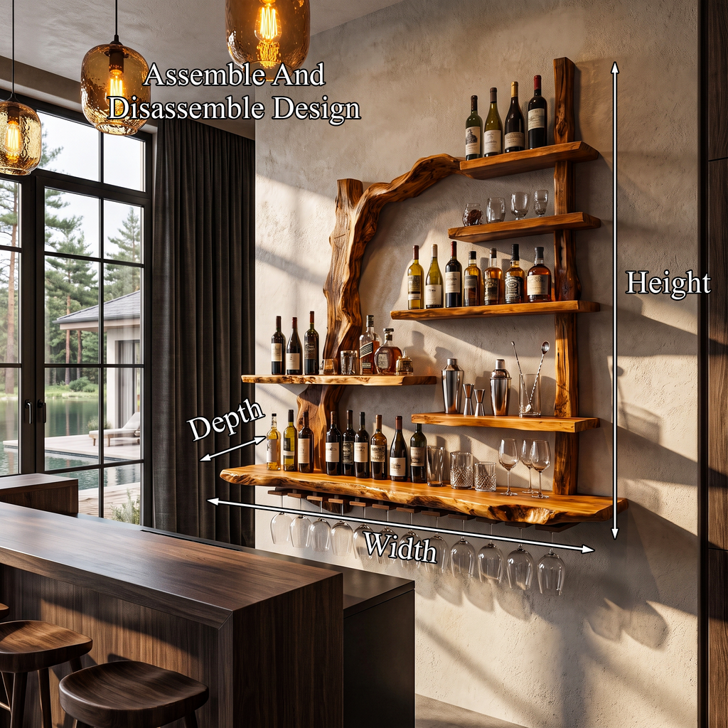 Contemporary Wall Hanging Wine Rack With Artistic Design For Home Bar