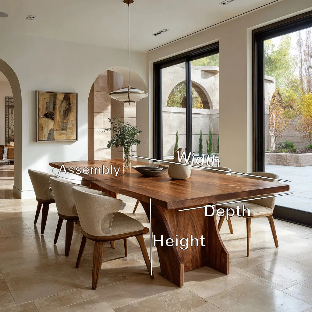 Contemporary Natural Wood Dining Table Geometric Pedestal For Dining Room