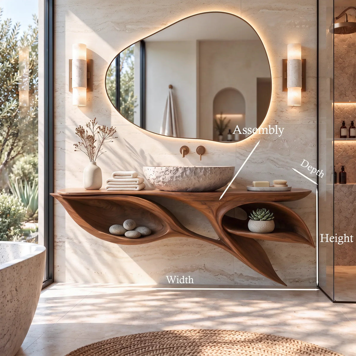 Contemporary Floating Bathroom Vanity Open Shelves For Luxury Bathroom