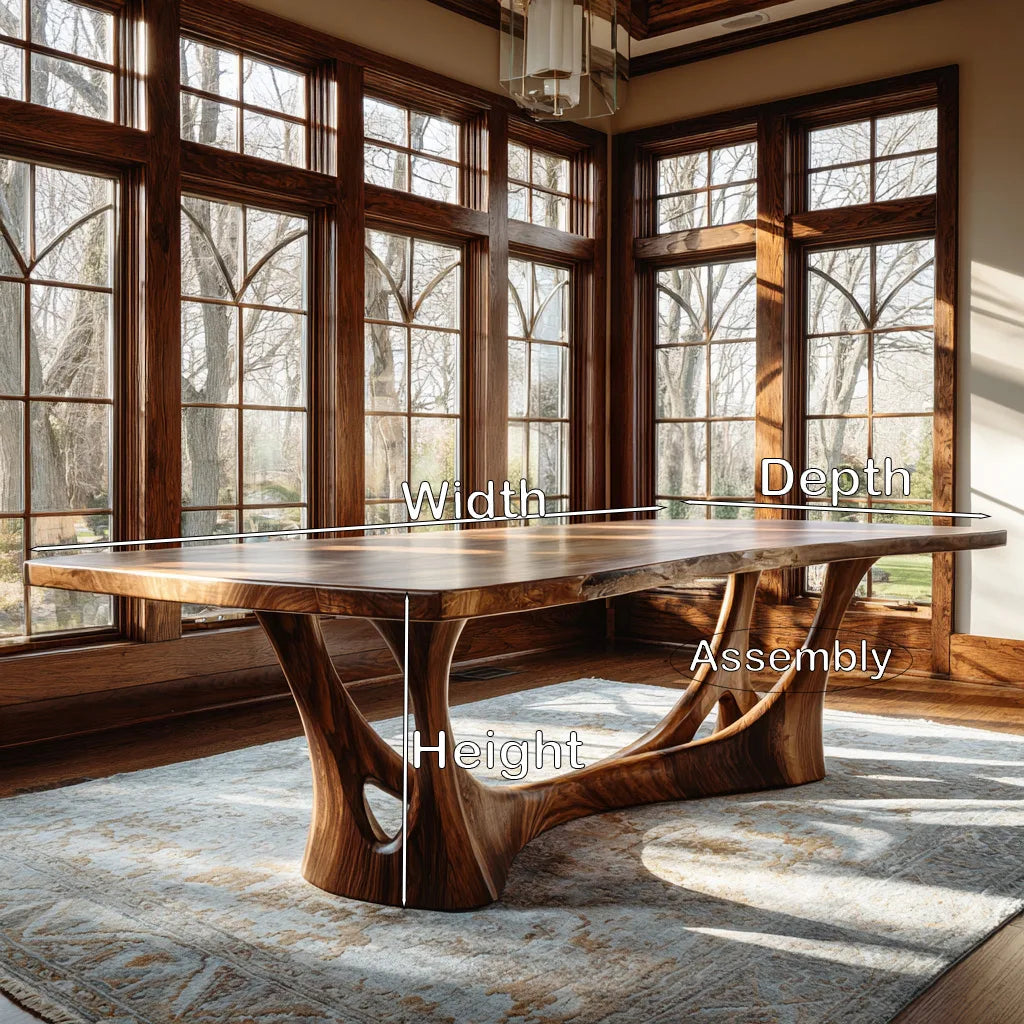 Modern Natural Wood Dining Table Sculptural Frame For Dining Room