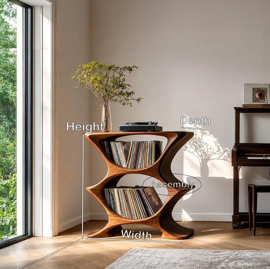 Contemporary Record Player Cabinet With 2-Tier Shelf For Living Room