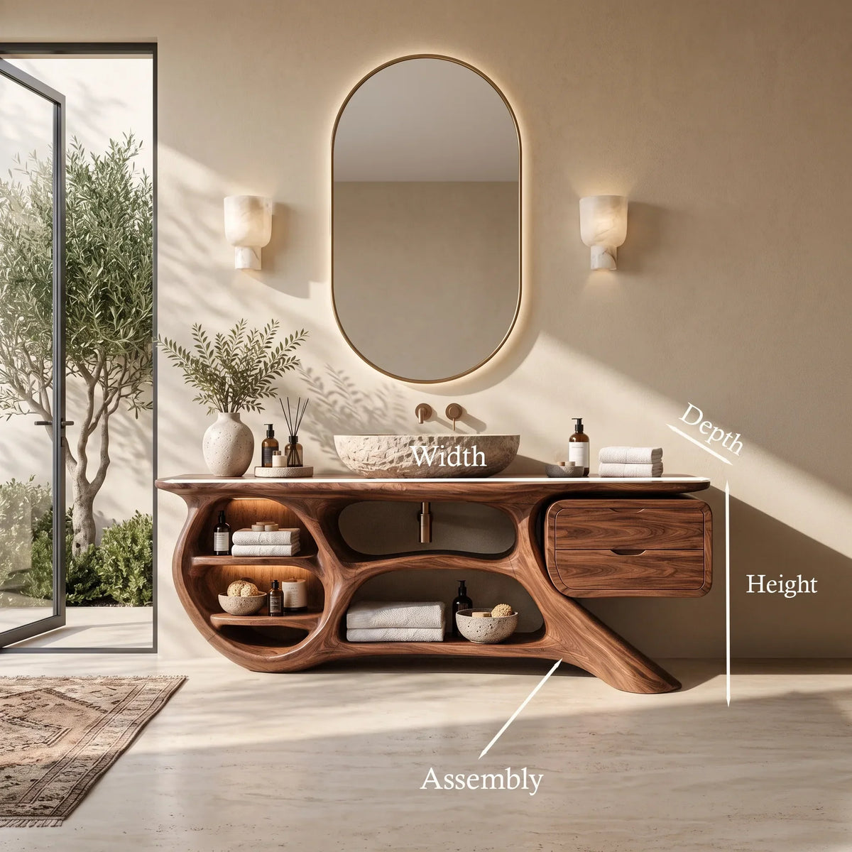 Organic Modern Bathroom Vanity Shelves With Drawers For Luxury Homes