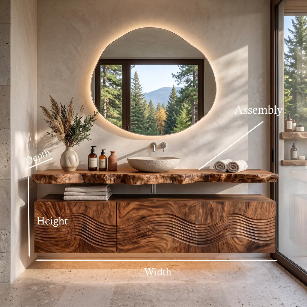Sculptural Floating Bathroom Vanity Wave Storage For Designer Homes