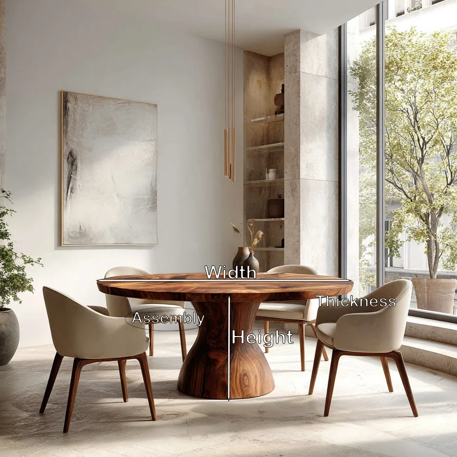 Contemporary Tapered Base Round Dining Table For Dining Room
