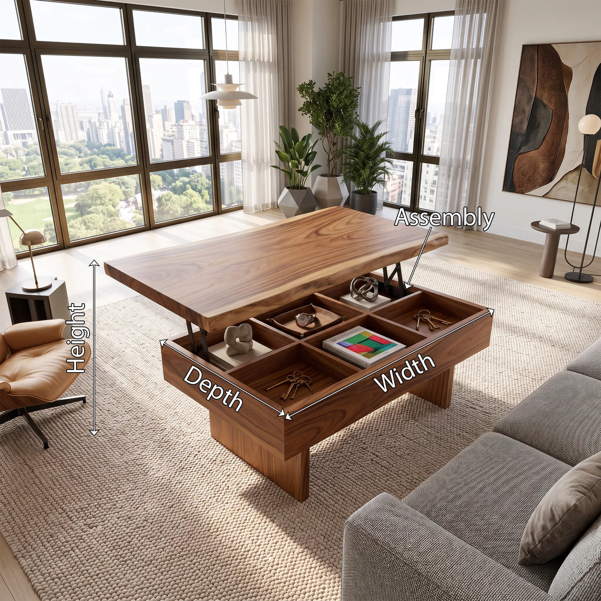 Contemporary Storage Lift Top Coffee Table City Apartment
