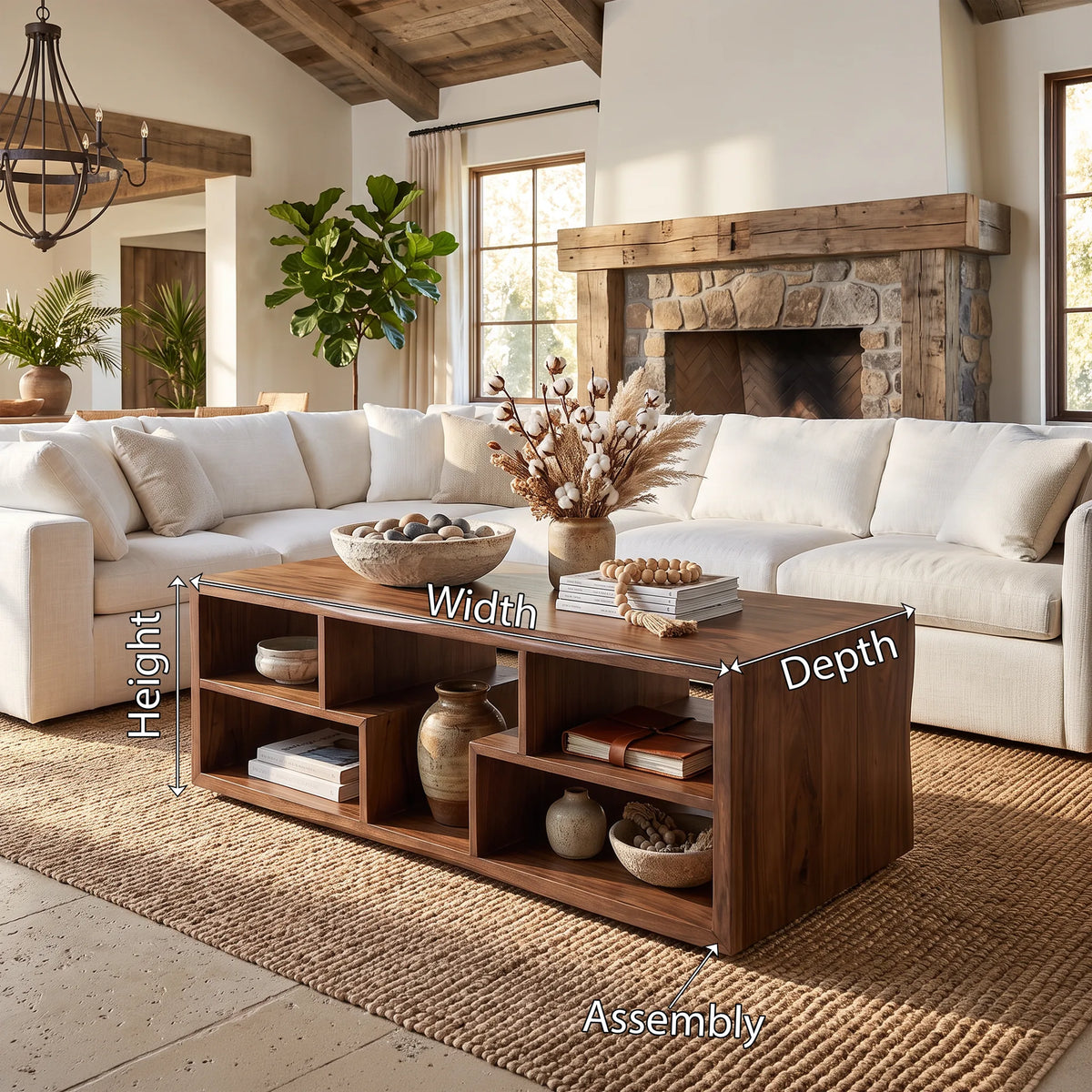 Rustic Storage Coffee Table Modern Farmhouse