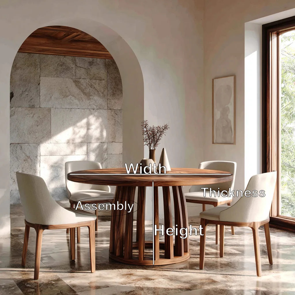 Modern Ribbed Base Round Dining Table For Dining Room