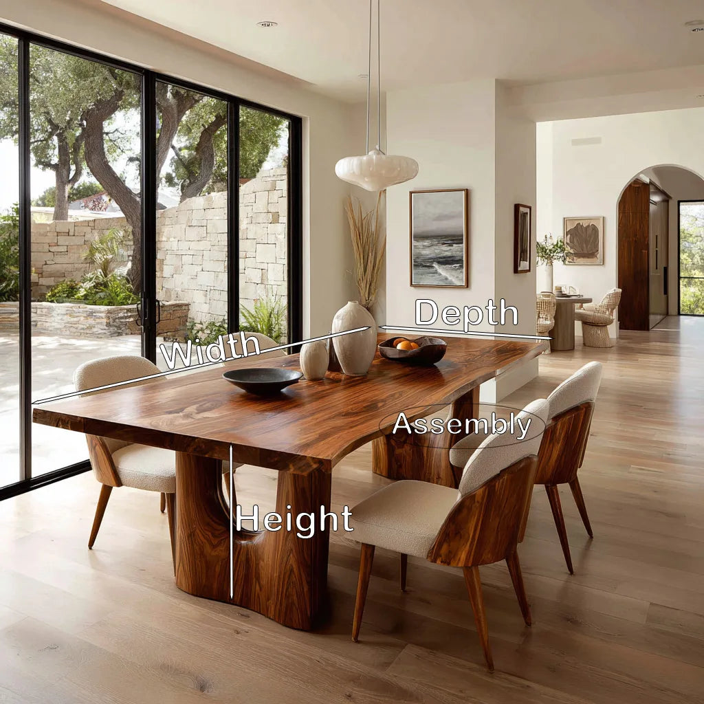 Contemporary Natural Wood Dining Table Cutout Base For Dining Room