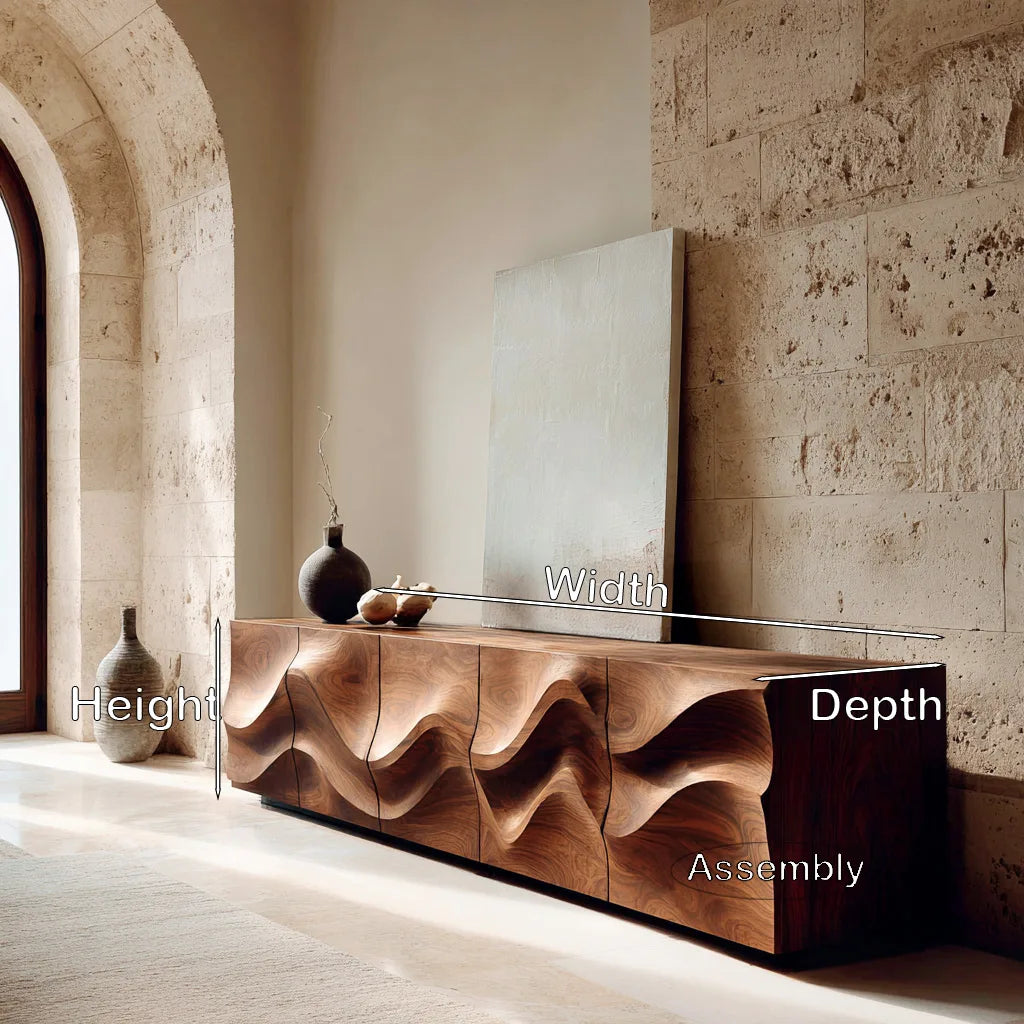 Modern Sculptural Relief Sideboard For Hallway