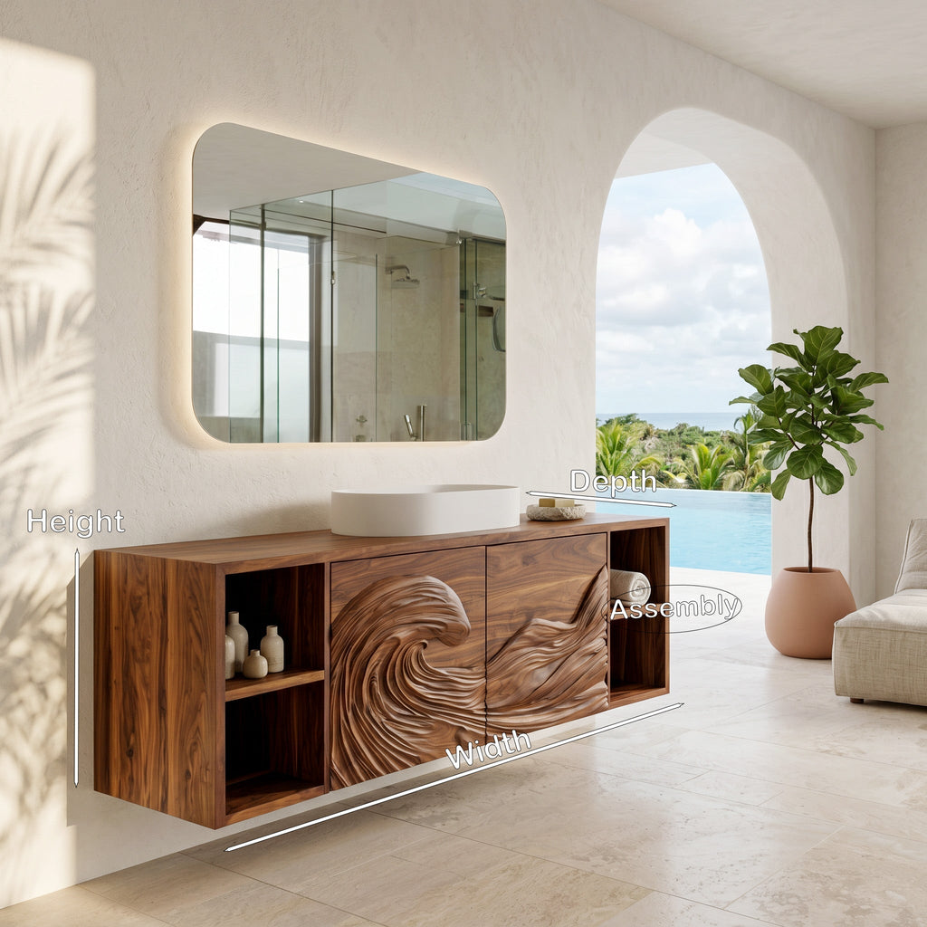 Modern Ocean Wave Bathroom Vanity For Contemporary Bathroom