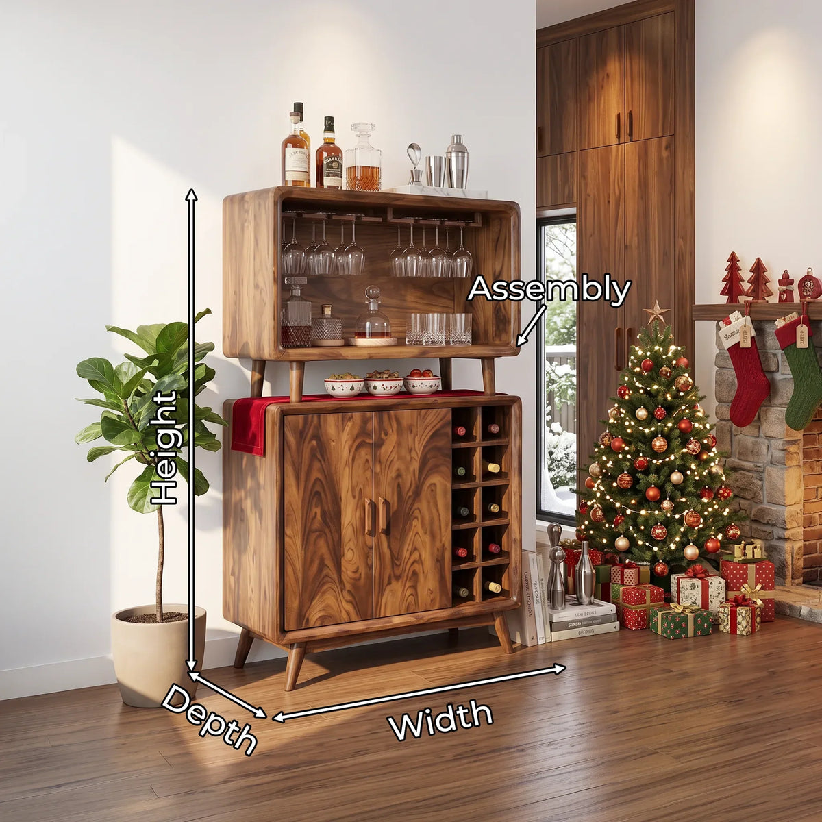 Mid Century Xmas Bar Cabinet Family Living Room