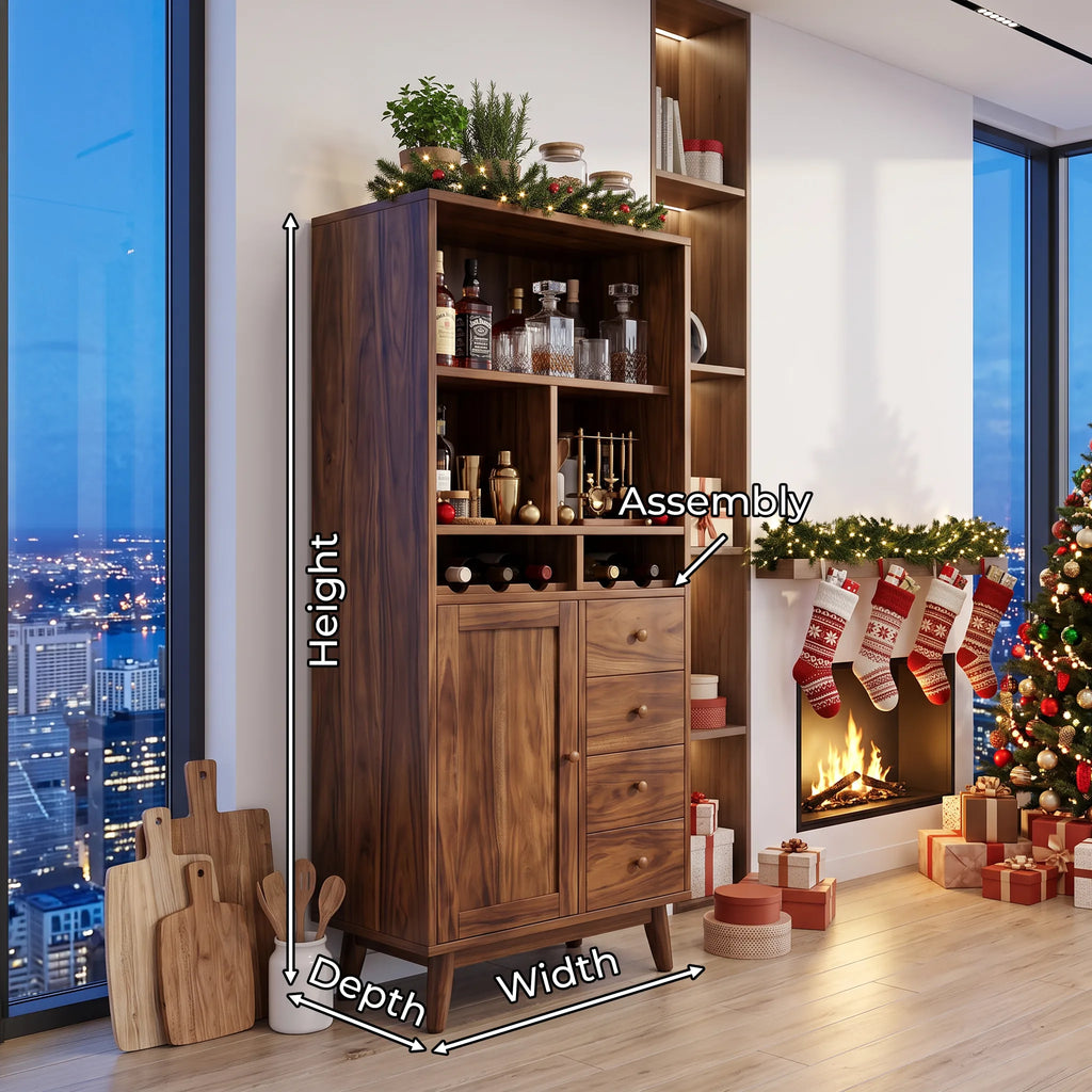 Mid Century Home Bar Cabinet Christmas Living Room