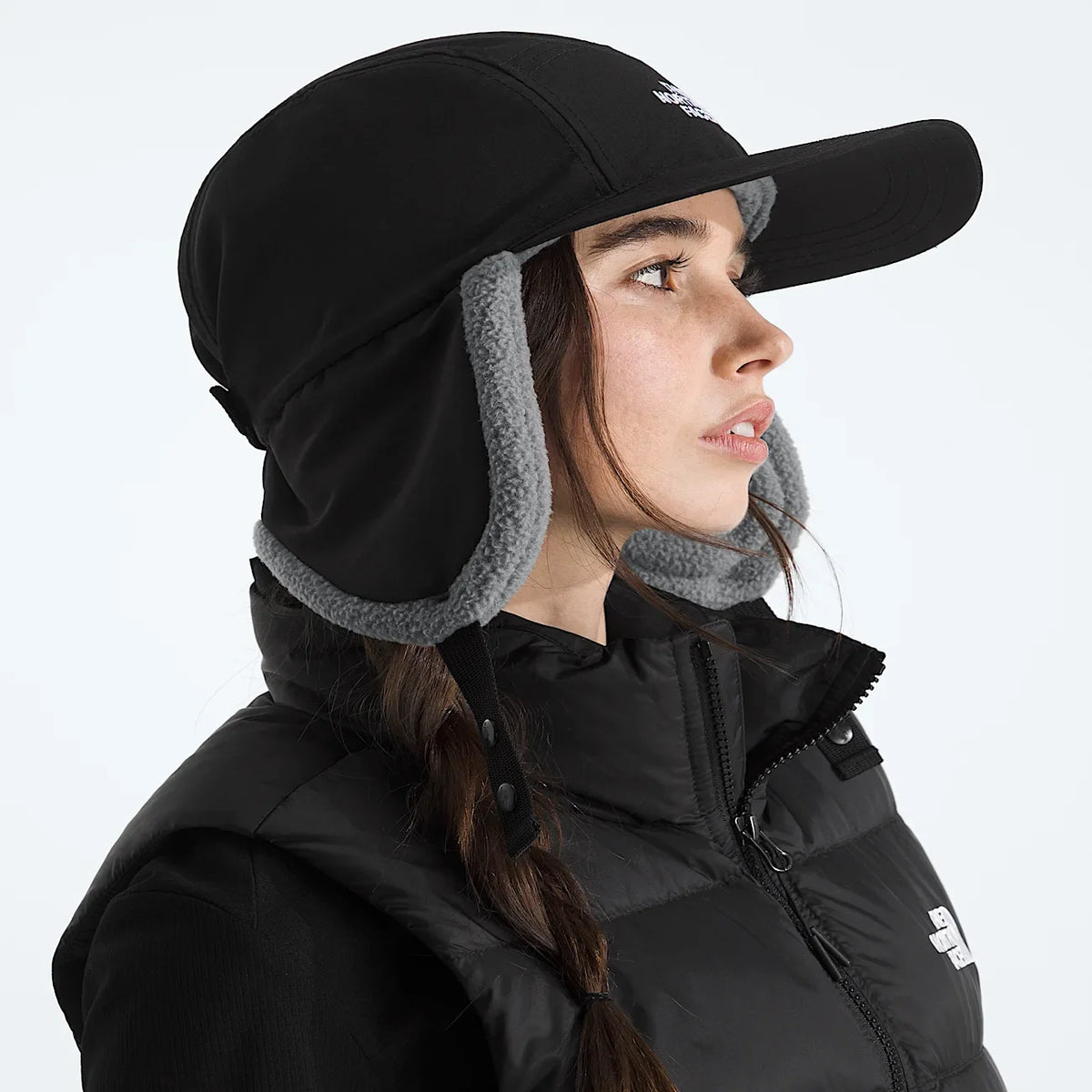 Earflap Winter Hat - Black And Gray