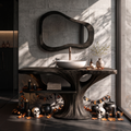 Modern Halloween Wooden Bathroom Vanity With Lower Storage Shelf For Bathroom
