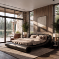 Contemporary Queen Bed Frame With Sculptural Rounded Frame For Bedroom