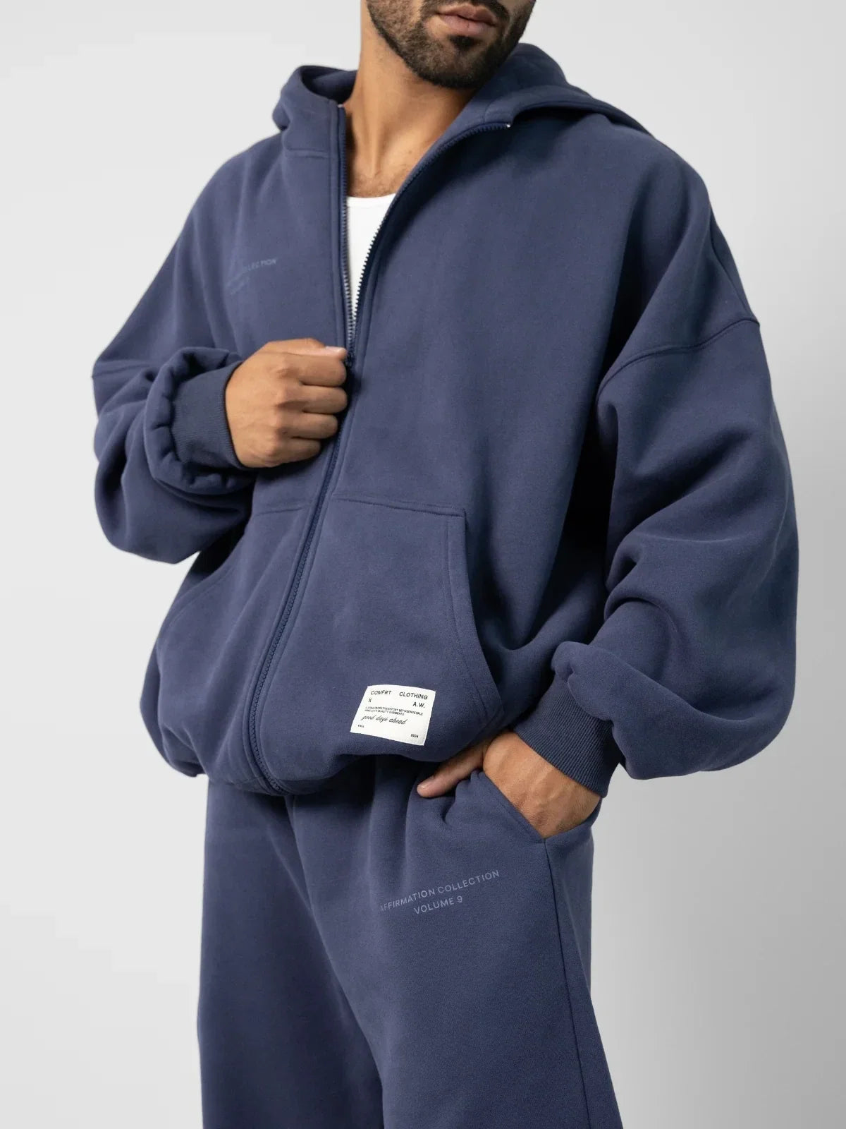 Zip-Front Hoodie - Midnight Blue