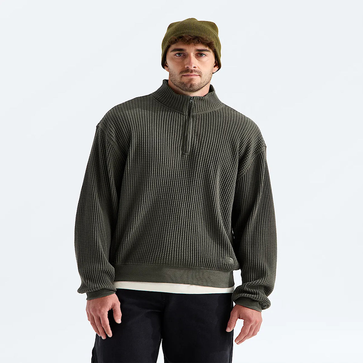 Men's Quarter-Zip Pullover - Taupe Green